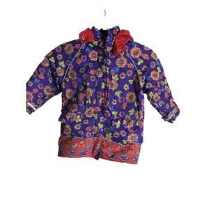 Hanna Andersson floral print girls' winter jacket Sz.100/US4 Missing Drawstring